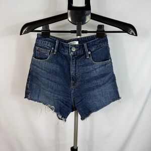 Good American Good 90s Denim Shorts Women’s 00 24 High Rise Raw Hem